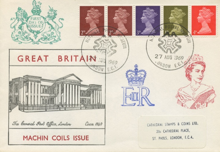 Machins 1s Se tenant Stamp Coil The General Post Office First