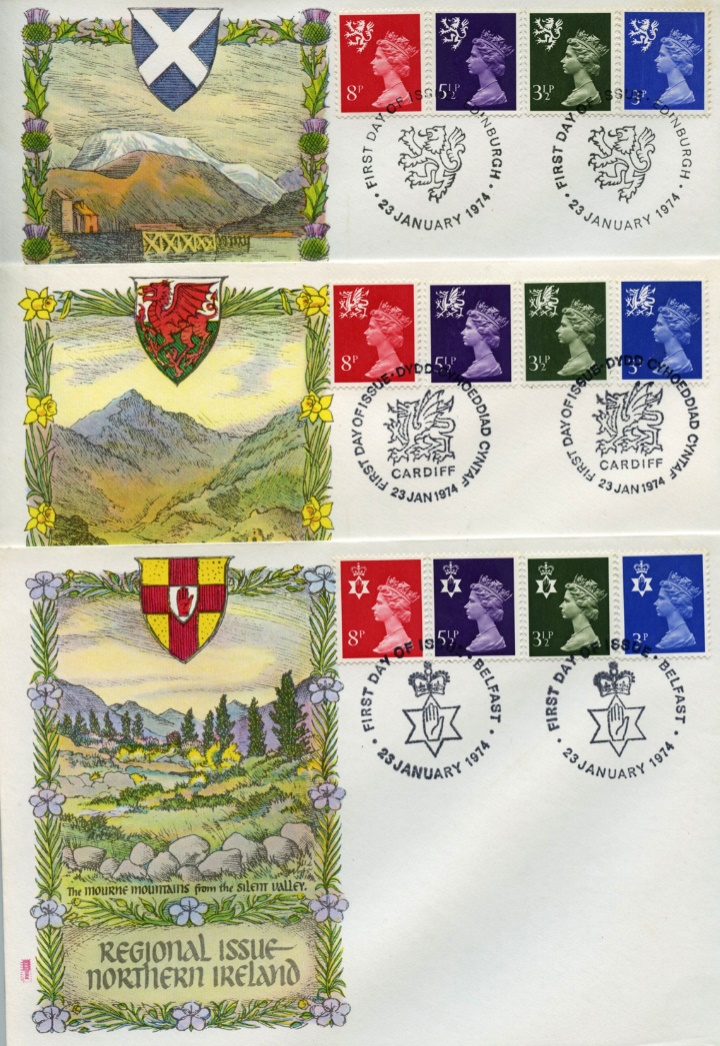 Regionals 1974 Set, Set of 3 covers with regional countryside views