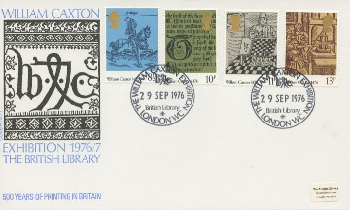 William Caxton, First British Library first day cover