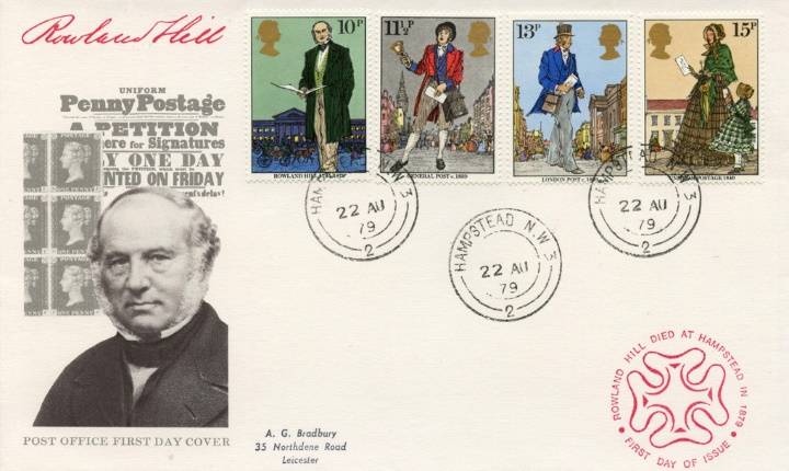 Rowland Hill: Stamps, Rowand Hill died at Hampstead