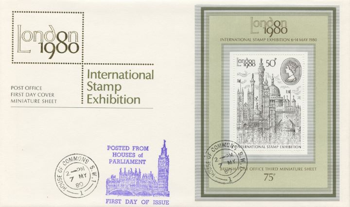 London 1980: Miniature Sheet, Posted from Houses of Parliament