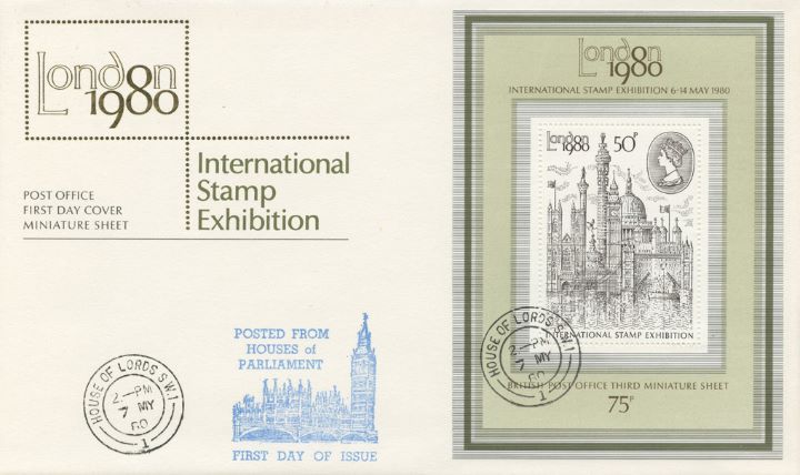 London 1980: Miniature Sheet, Posted from Houses of Parliament