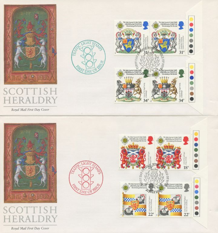 Scottish Heraldry, Traffic Light stamps - pair