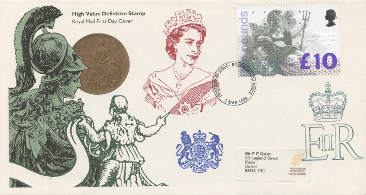 Britannia: £10, High Value security stamp