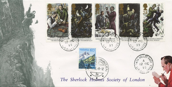 Sherlock Holmes, Holmes & Moriaty at the Reichenbach Falls
