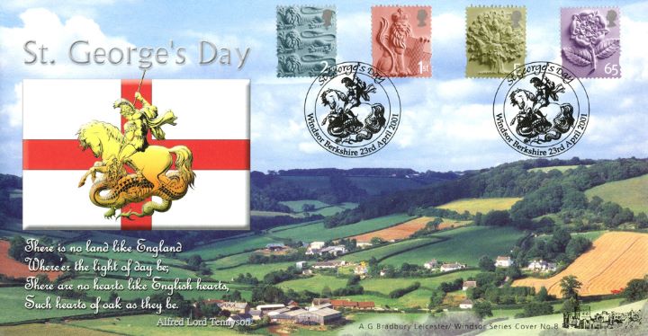 England 2nd, 1st, E, 65p, St. George's Day