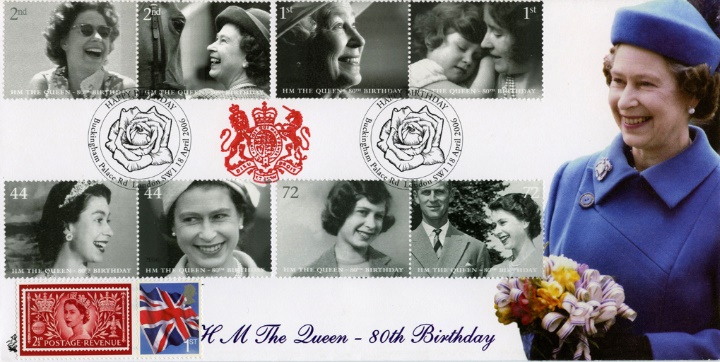 Queen's 80th Birthday, With bouquet of flowers
