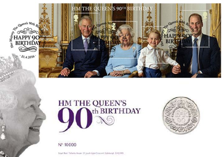 H M The Queen's 90th Birthday: Miniature Sheet, Coin Cover