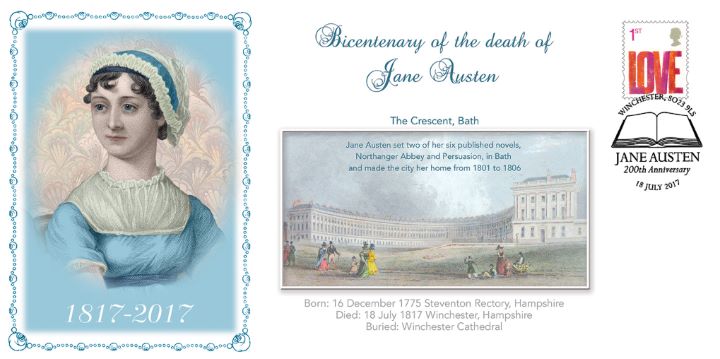 Bicentenary of death of Jane Austen, Portrait plus Crescent Bath