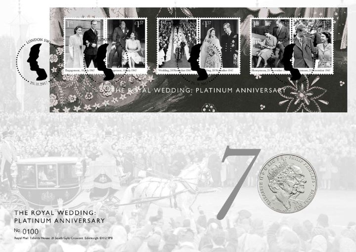 Platinum Wedding: Miniature Sheet, Coin Cover