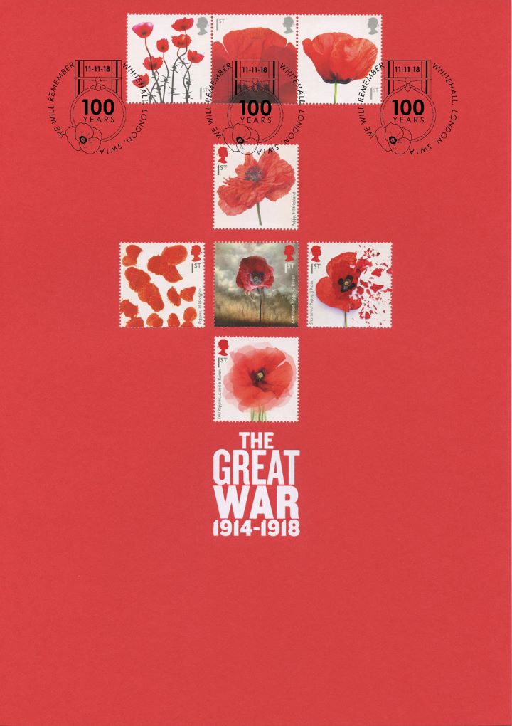 Armistice Poppies Card 03, The Eight Poppy Stamps