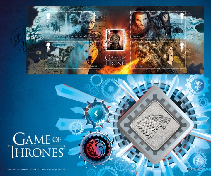 Game of Thrones: Miniature Sheet, Ice Medal Cover