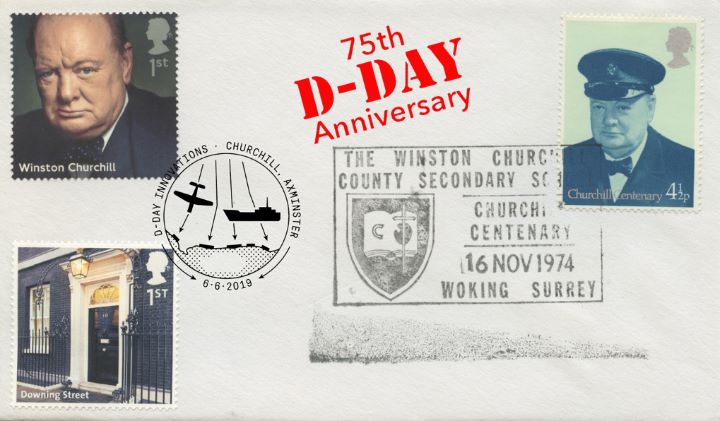 D-Day, Churchill Centenary Double Dated cover