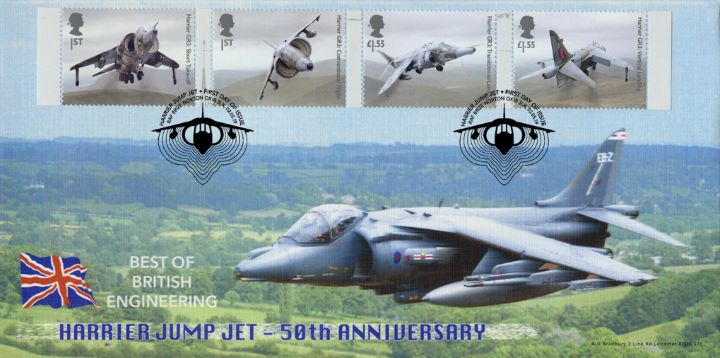 British Engineering: Miniature Sheet, Jump Jet postmarked from Brize Norton