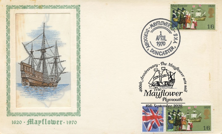 The Mayflower sets sail, Double dated cover for the 350th and 400th Annivesaries