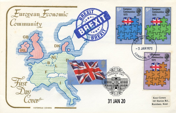 Brexit Double-Dated Cover, Map of Europoe