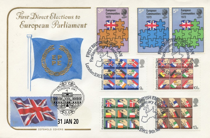 Brexit Double-Dated Cover, EEC and Elections Stamps plus Brexit