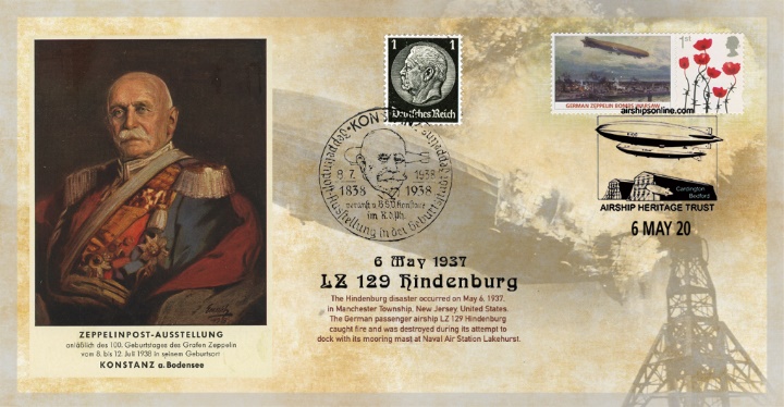 LZ 129 Hindenburg Disastert, Von Zeppelin Centenary Postcard