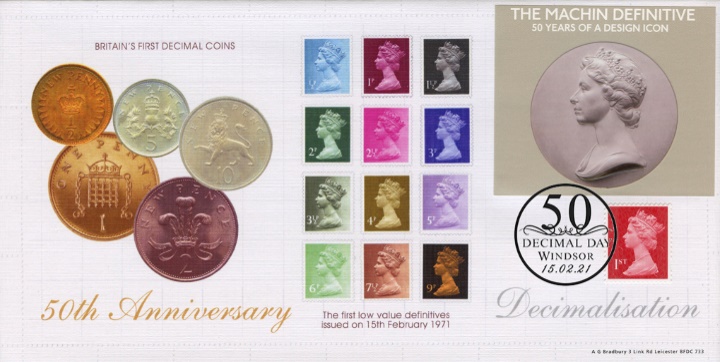 Machin Design Icon & Decimalisation, 50th Anniversary