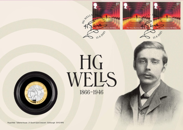 H G Wells Coin Cover - issue date 13th Aug 2021