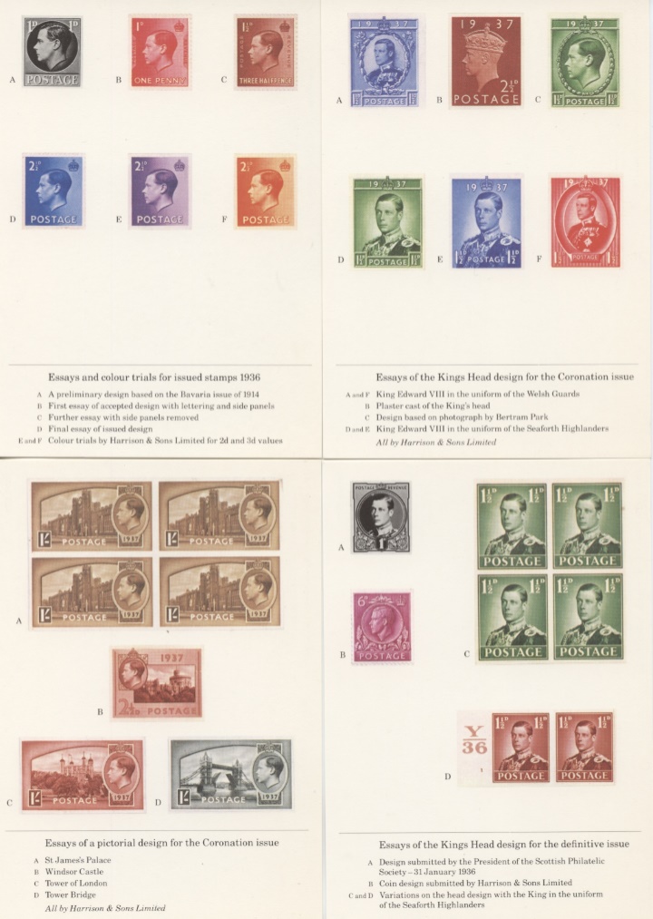 National Postal Museum Postcards, Essays of Edward VIII Set of 4