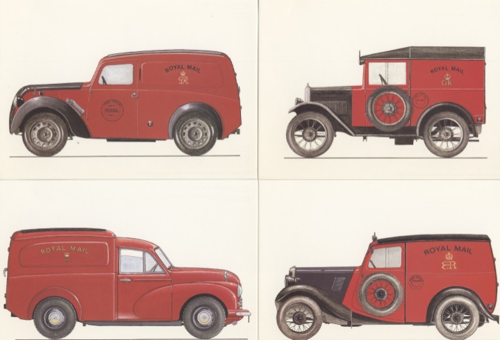 Natuonal Postal Museum Postcards, Post Office Vans Set of 4