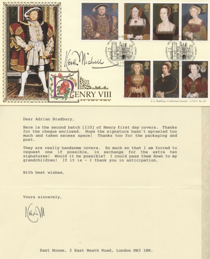 The Great Tudor, Keith Michell Letter & Cover