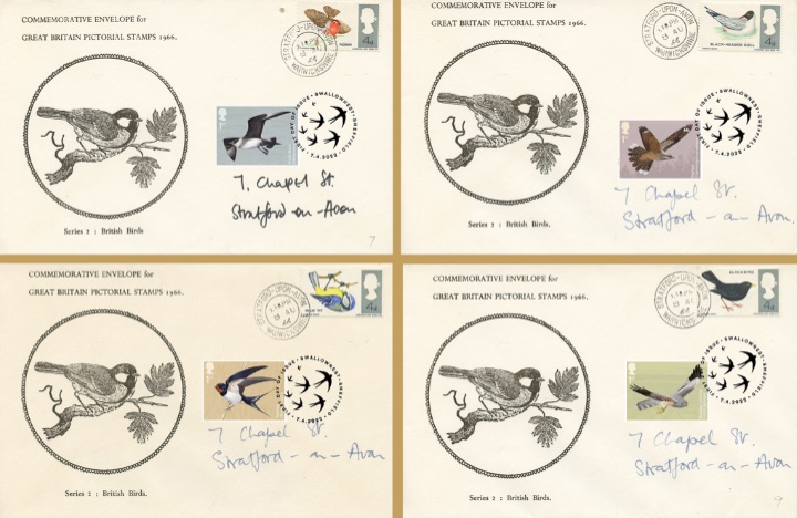 Migratory Birds, Set of 4 1966 double dated covers