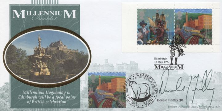 Window: Pilgrim Fathers & Mill Town, Donald Findlay signed