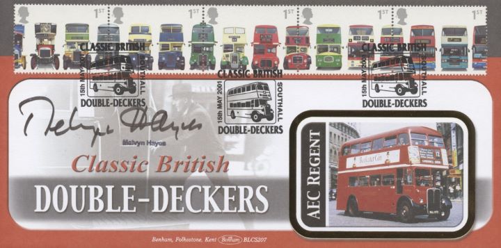 Double Decker Buses: Stamps, Melvyn Hayes signed