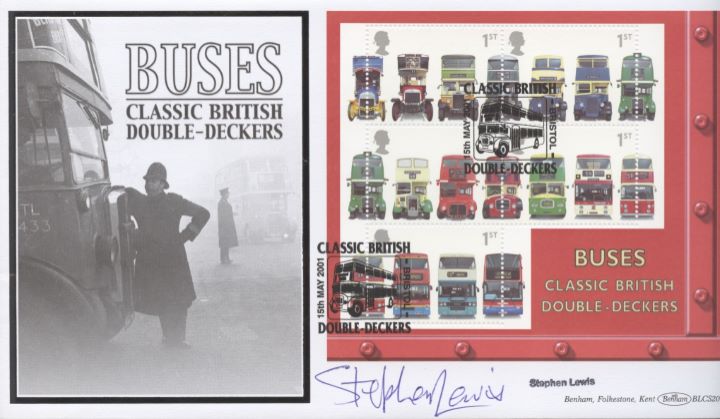 Double Decker Buses: Miniature Sheet, Stephen Lewis signed