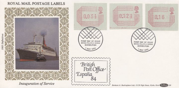 32 values 1/2p to 16p [Frama Labels], Inauguration of Service