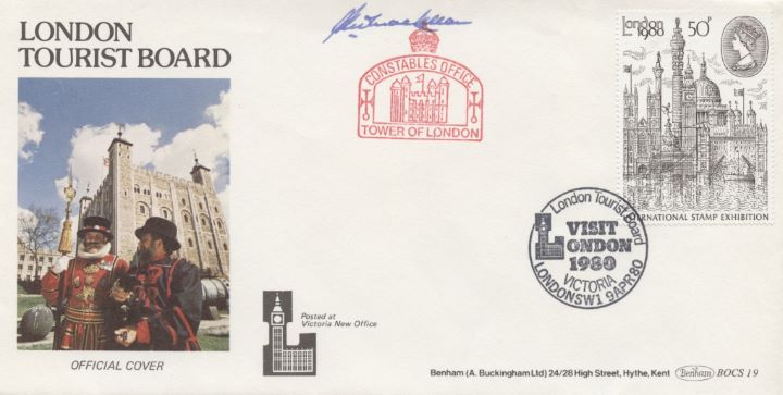 London 1980: 50p Stamp, Signed by Keeper