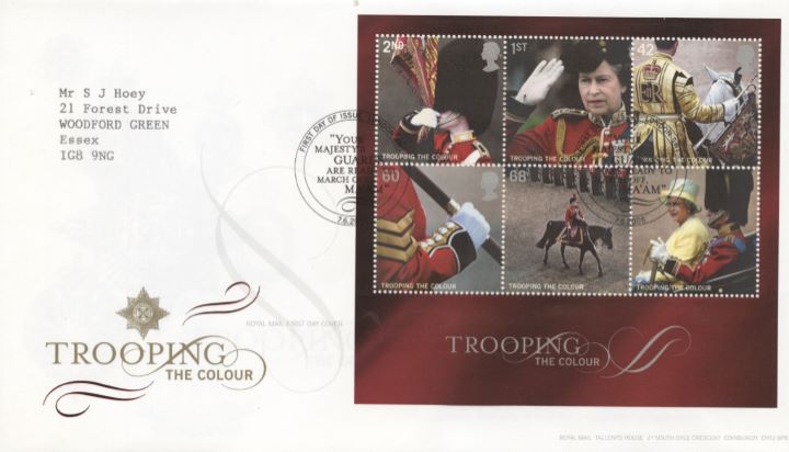 Trooping the Colour: Miniature Sheet, Special Handstamps