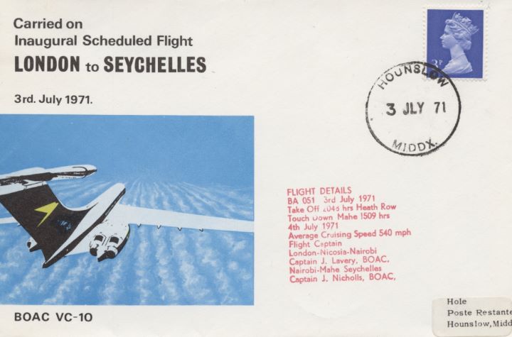 Inaugural Scheduled Flight, London-Seychelles