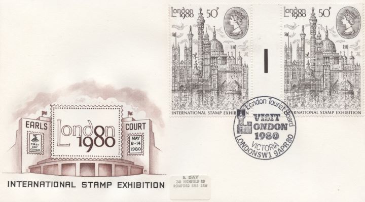 London 1980: 50p Stamp, Gutter Pair of Stamps