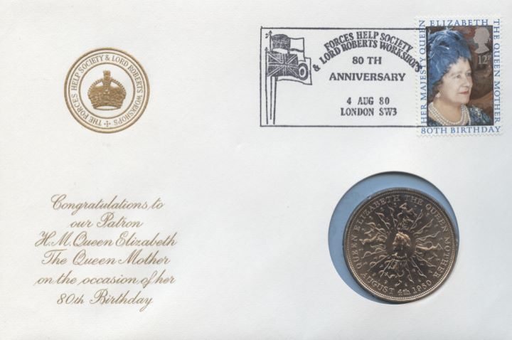 Queen Mother 80th Birthday, Coin Cover