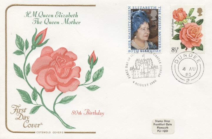 Queen Mother 80th Birthday, With Rose stamp