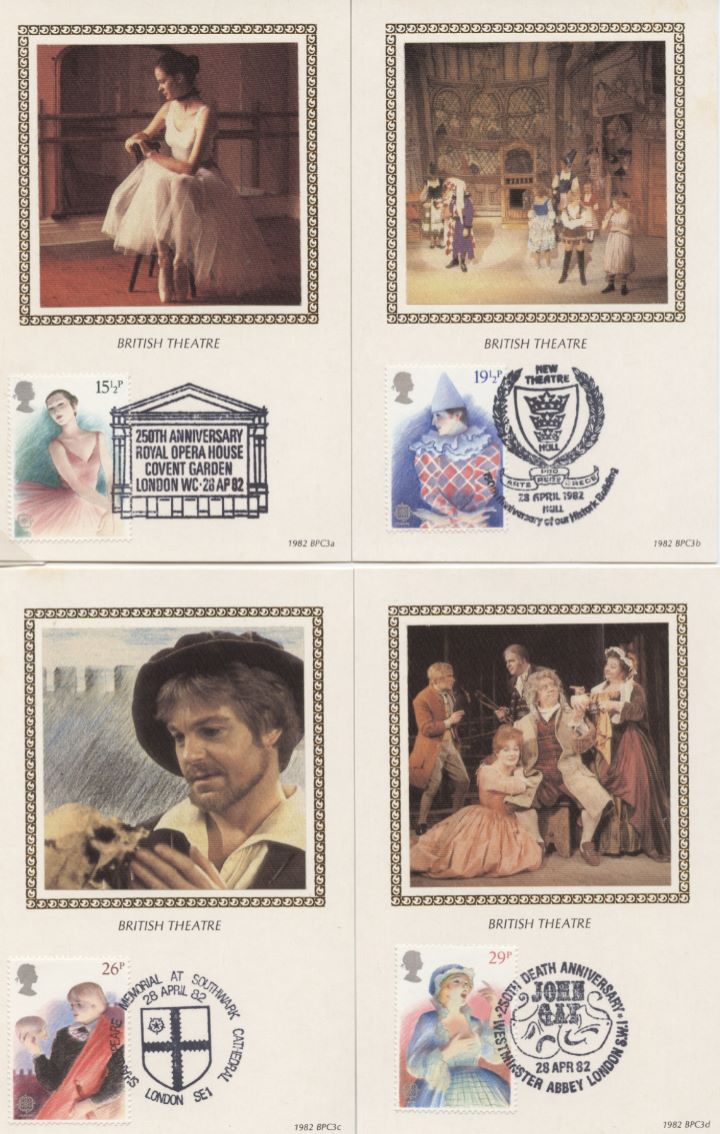 British Theatre, Set of 4 Postcards