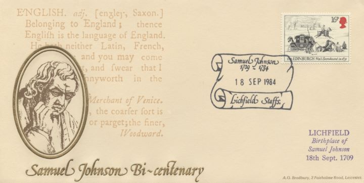 Samuel Johnson, Lichfield Postmark