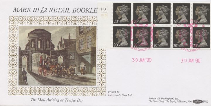 Window: Penny Black Anniversary: £2, The Mail Arriving at Temple Bar