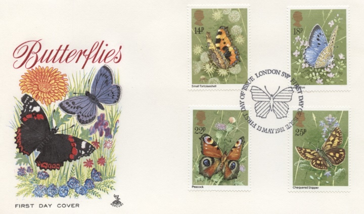 Butterflies, Red Admiral and Large Blue