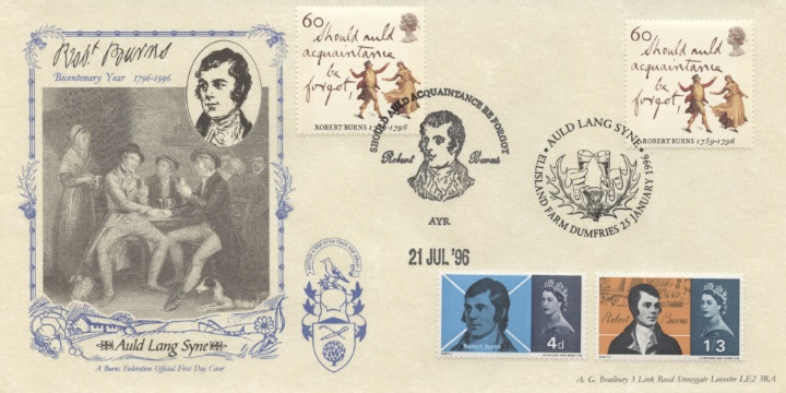 Robert Burns Bicentenary, Double dated cover