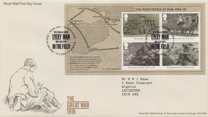 The Great War: Miniature Sheet, Soldier writing home