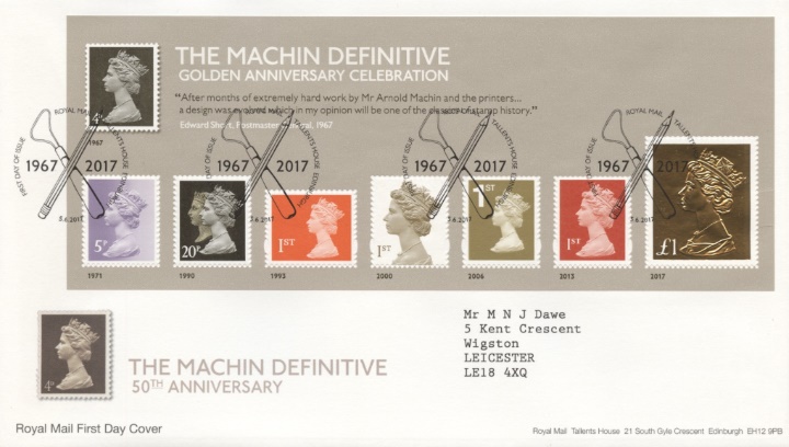 Machin Golden Anniversary: Miniature Sheet, 4d Machin