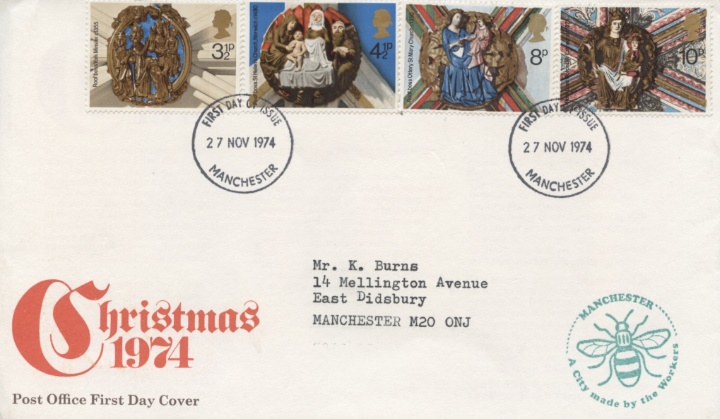 Christmas 1974, Manchester Bee Cachet