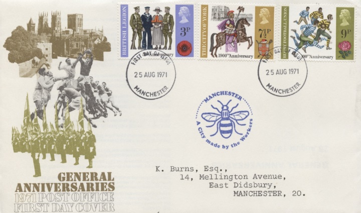 General Anniversaries 1971, Manchester Bee Cachet