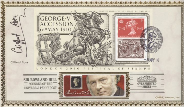 King George V (Overprint): Miniature Sheet, Clifford Rose Signed