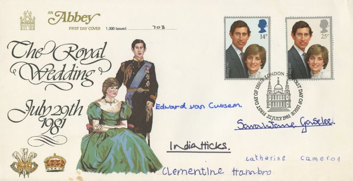 Royal Wedding 1981, Signed by four bridesmaids and page