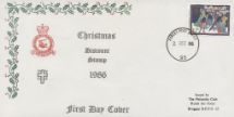 02.12.1986
Christmas 1986: 12p
RAF Bruggen Crest & Cross
Forces, RAF Bruggen Philatelic Club No.0